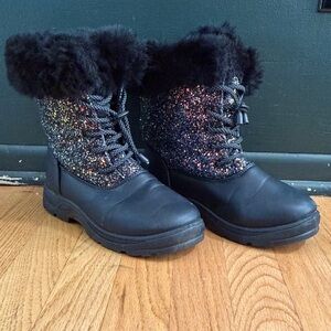 Black Glitter Winter Boots